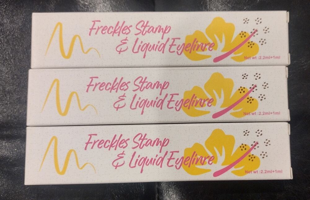 Pagevine Freckles Stamp & Liquid Eyeliner Liquid/Stamp Brown/ Black X 3